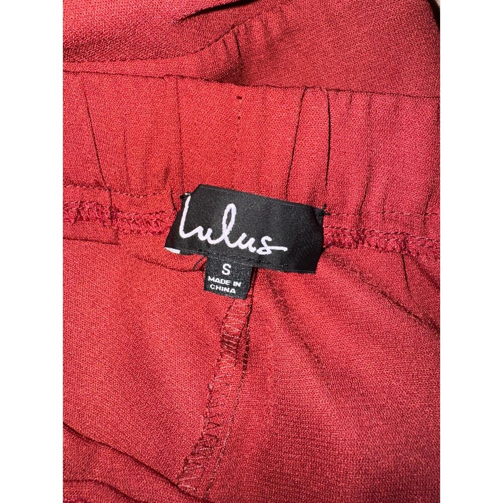 LULU'S‎ Everyday I'm Rufflin' Rust Red Cropped Ruffle Hem Pants size Small - Picture 8 of 8
